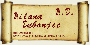 Milana Dubonjić vizit kartica
